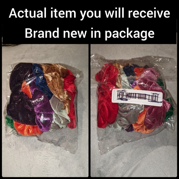 9 brand new colorful soft velvet like material scrunchie bundle hair scrunchie - Picture 5 of 5